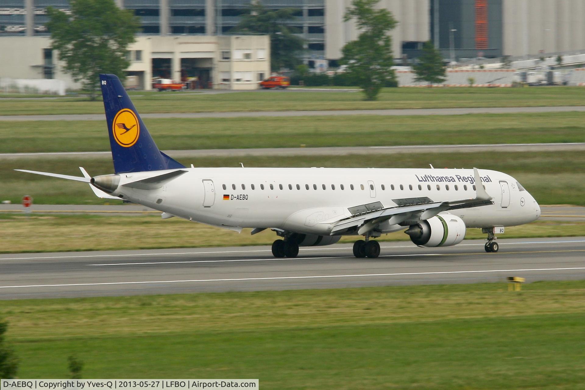 D-AEBQ, 2012 Embraer 195LR (ERJ-190-200LR) C/N 19000555, Embraer ERJ-195LR, Landing Rwy 14R, Toulouse Blagnac Airport (LFBO-TLS)