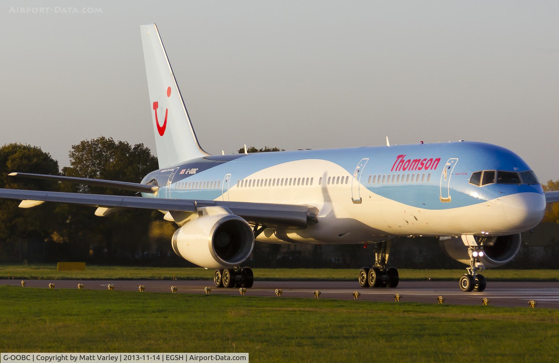 G-OOBC, 2003 Boeing 757-28A C/N 33098, About to depart NWI...