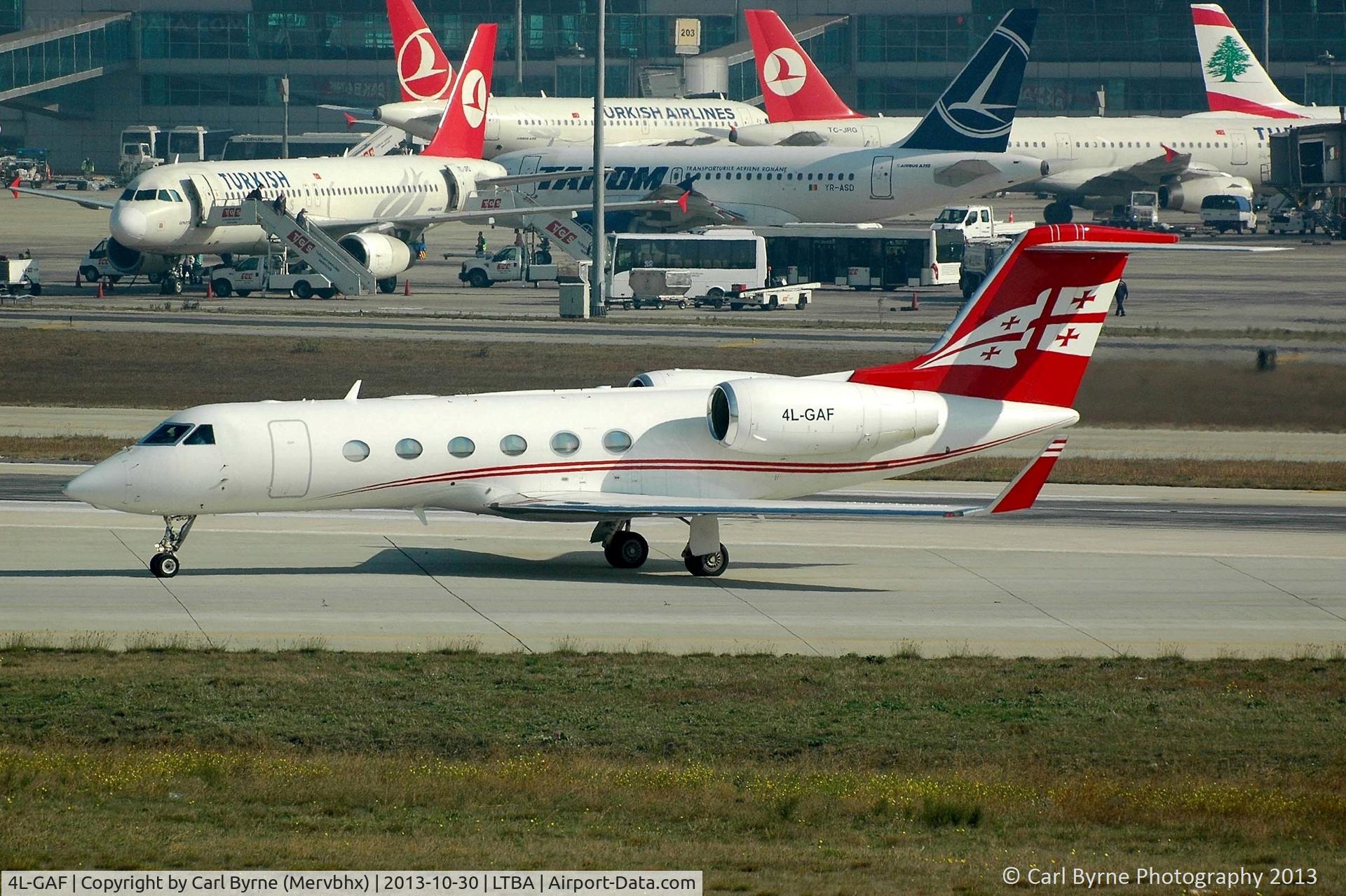 4L-GAF, 2007 Gulfstream Aerospace GIV-X (G450) C/N 4106, Taken from the Fly Inn Shopping Mall.