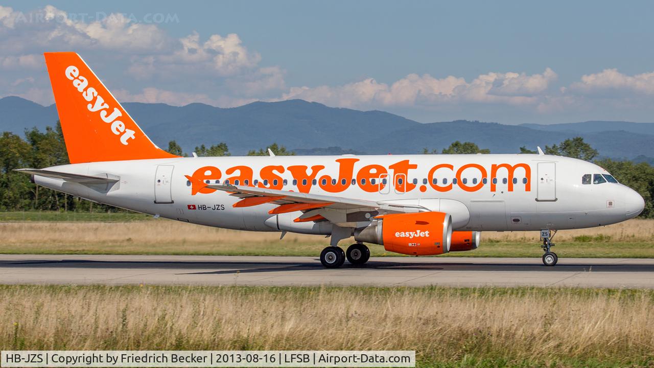 HB-JZS, 2007 Airbus A319-111 C/N 3084, departure from Basel