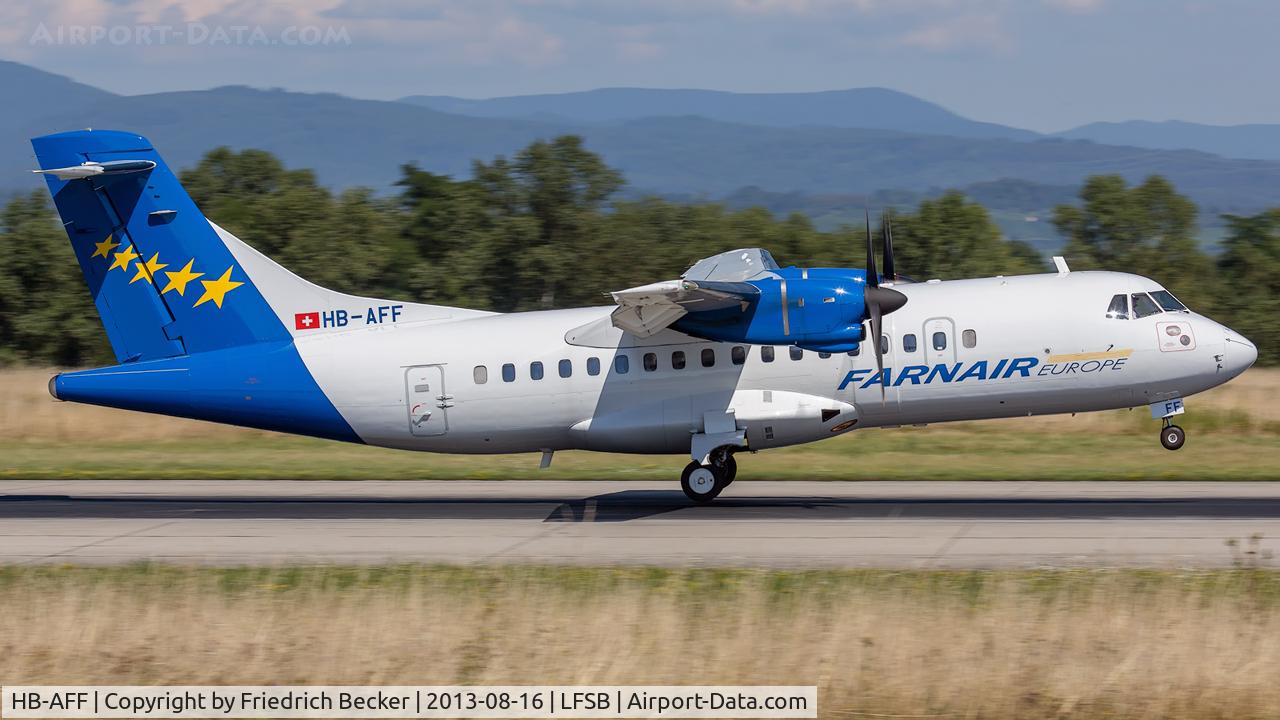 HB-AFF, 1991 ATR 42-320 C/N 264, touchdown at Basel