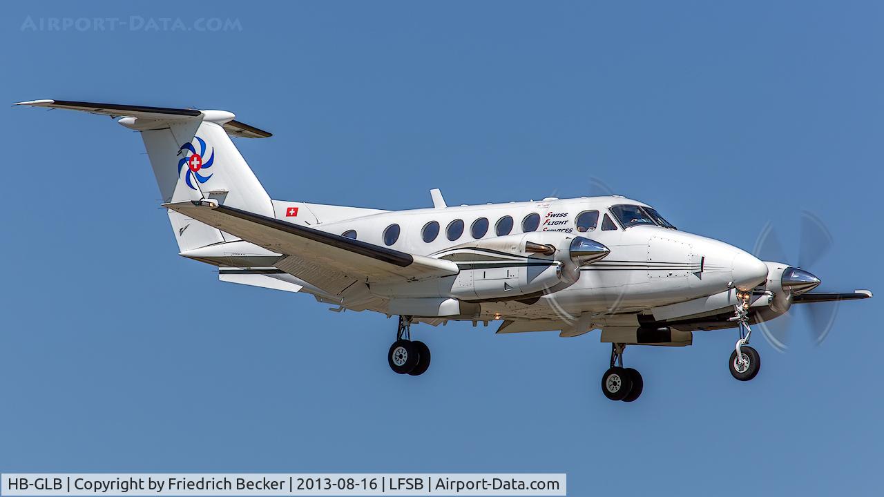HB-GLB, 1981 Beech B200 King Air C/N BB-879, on final at Basel