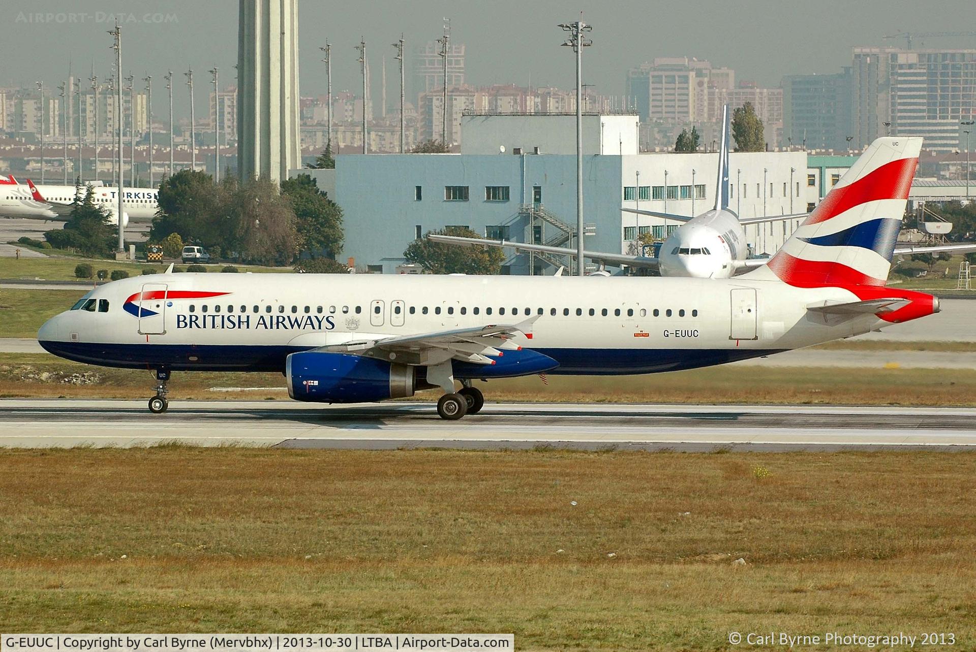 G-EUUC, 2001 Airbus A320-232 C/N 1696, Taken from the Fly Inn Shopping Mall.