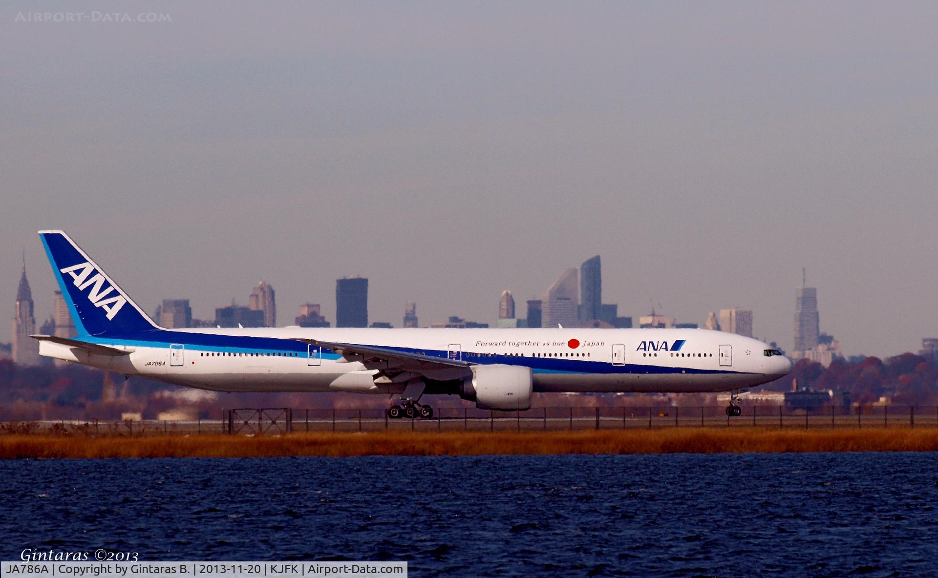 JA786A, 2010 Boeing 777-381/ER C/N 37948, Before take-off from 4L, JFK