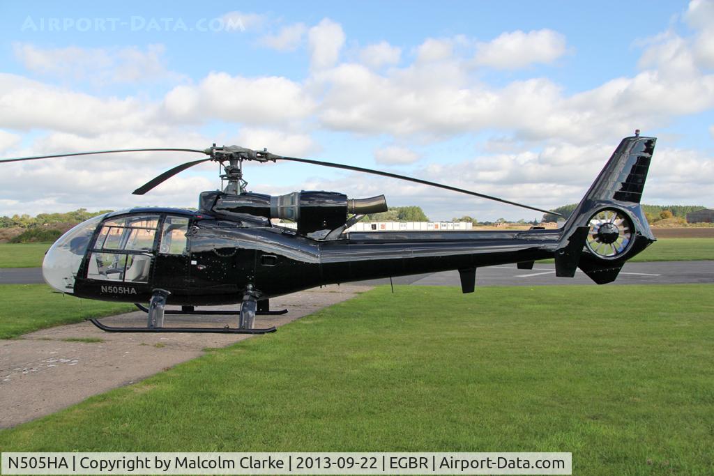 N505HA, 1972 Aerospatiale SA-341G Gazelle C/N 1022, Aerospatiale SA341G Gazelle at The Real Aeroplane Club's Helicopter Fly-In, Breighton Airfield, September 2013.
