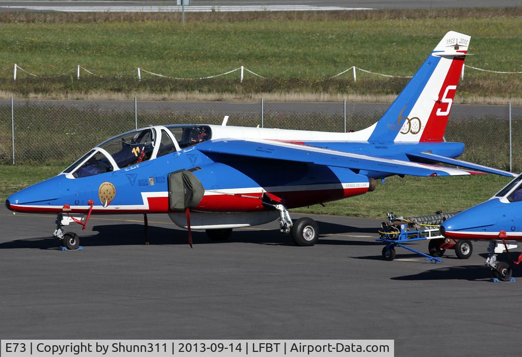 E73, Dassault-Dornier Alpha Jet E C/N E73, Parked at the General Aviation area with additional '60th anniversary' patch