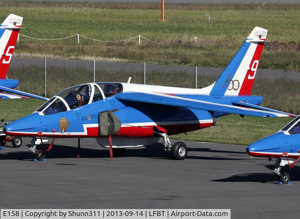 E158, Dassault-Dornier Alpha Jet E C/N E158, Parked at the General Aviation area with additional '60th anniversary' patch...