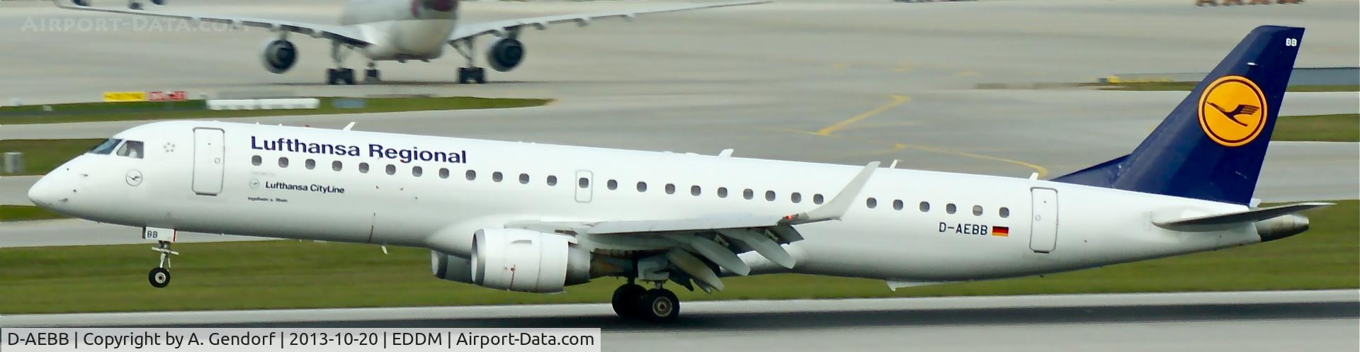 D-AEBB, 2009 Embraer 195LR (ERJ-190-200LR) C/N 19000316, Lufthansa Regional, seen here arriving at München(EDDM)