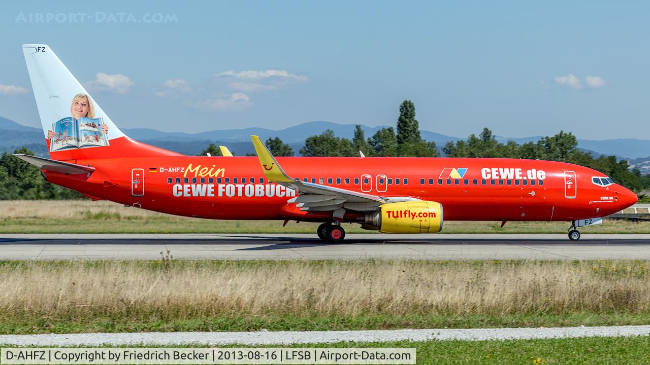 D-AHFZ, 2001 Boeing 737-8K5 C/N 30883, departure from Basel