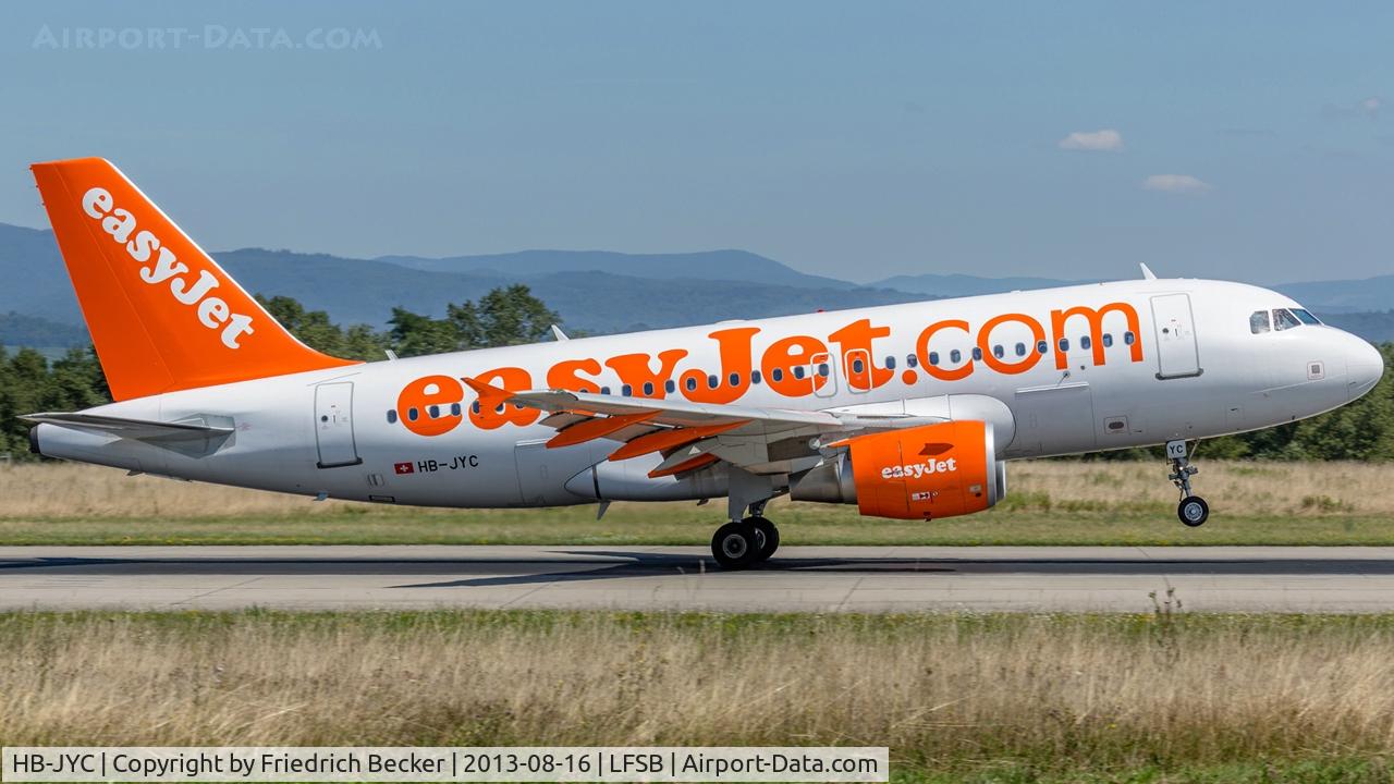 HB-JYC, 2011 Airbus A319-111 C/N 4785, touchdown at Basel