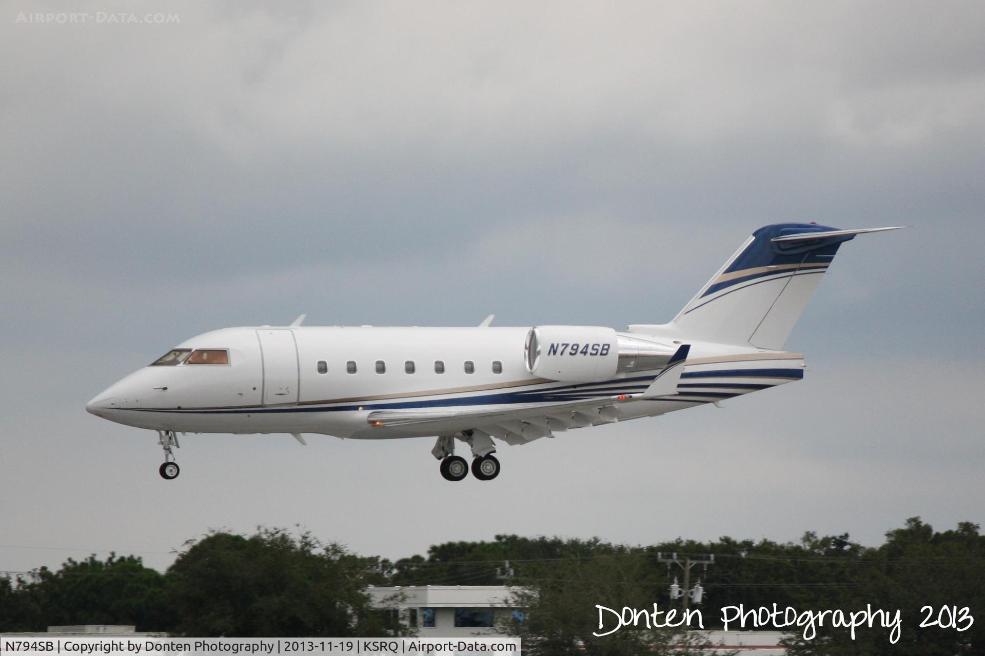 N794SB, 1990 Canadair Challenger 601-3A (CL-600-2B16) C/N 5082, Canadair Challenger (N794SB) arrives at Sarasota-Bradenton International Airport following a flight from Dallas-Love Field