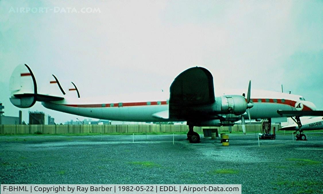 F-BHML, 1957 Lockheed L-1049G Super Constellation C/N 4671, F-BHML   Lockheed L-1049G Super Constellation [4671] (Air Classic) Dusseldorf~D 22/05/1982. Unmarked taken from a slide.