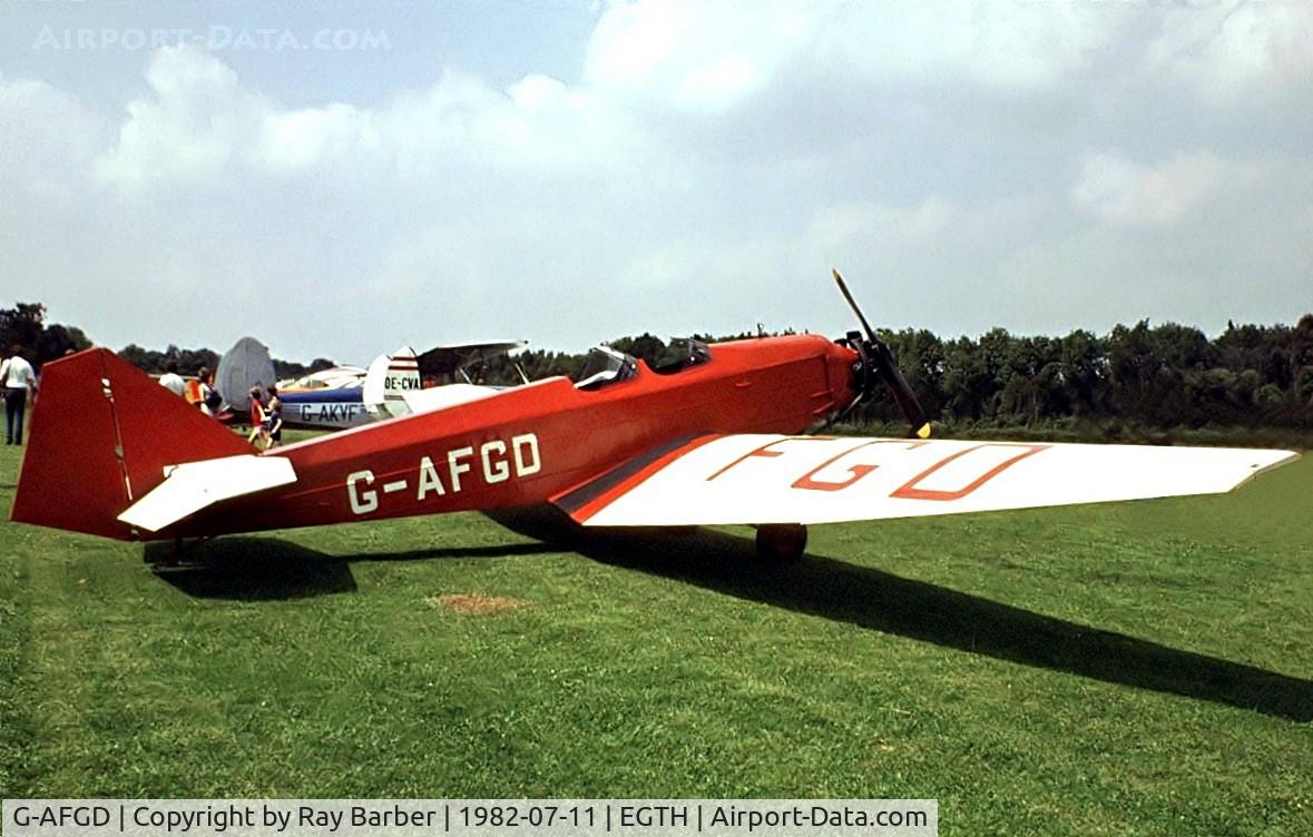 G-AFGD, 1937 British Aircraft Manufacturing Company Ltd Swallow L25C MK.2 C/N 469, B.A. Swallow II [469] Old Warden~G 11/07/1982. Taken from a slide.
