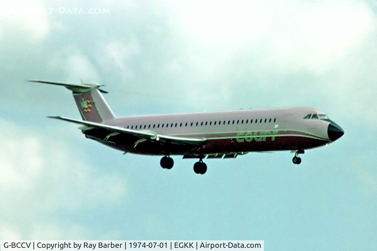 G-BCCV, 1970 BAC 111-517FE One-Eleven C/N BAC.198, BAC 1-11 517FE One Eleven [198] (Court Line) Gatwick~G 01/07/1974. Date approximate taken from a slide.