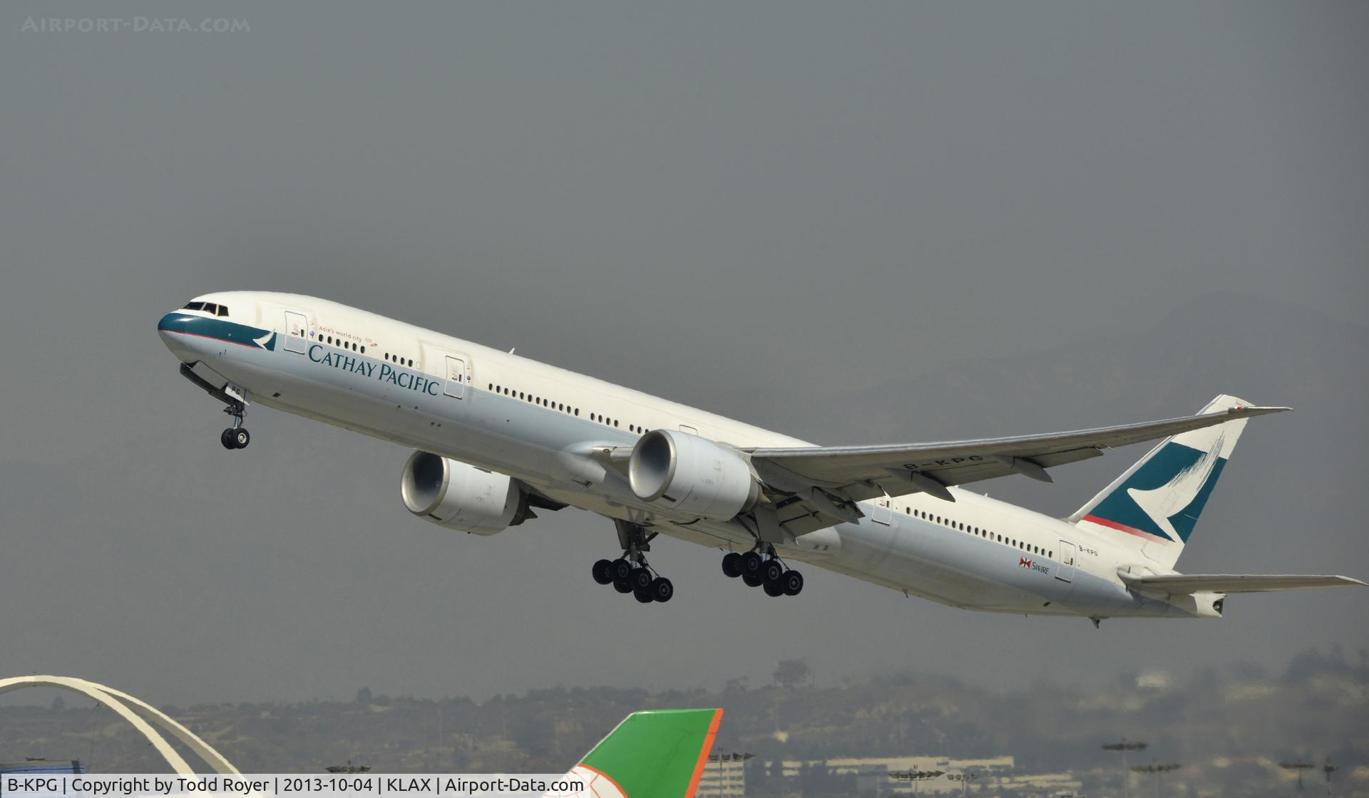 B-KPG, 2008 Boeing 777-367/ER C/N 35300, Departing LAX