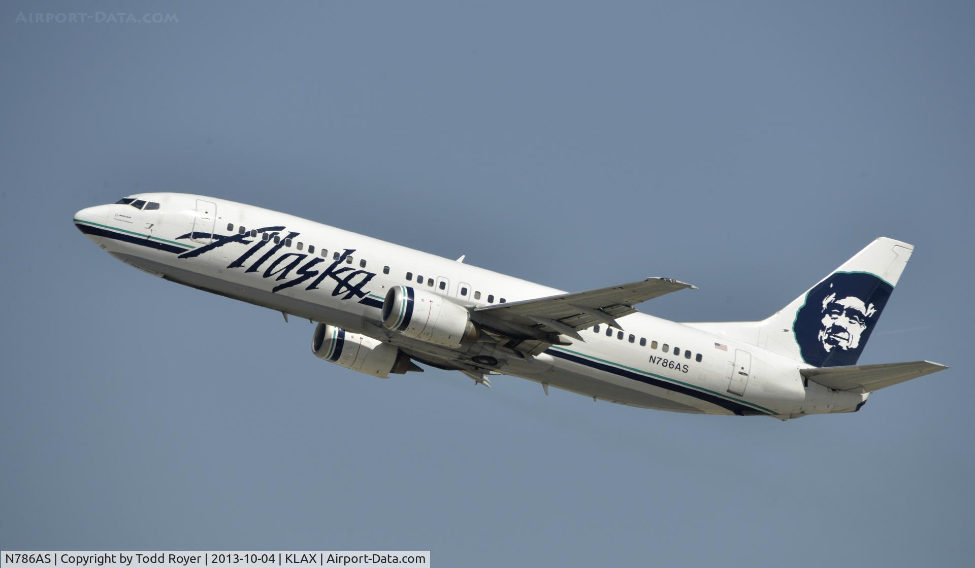 N786AS, 1990 Boeing 737-4S3 C/N 24795, Departing LAX