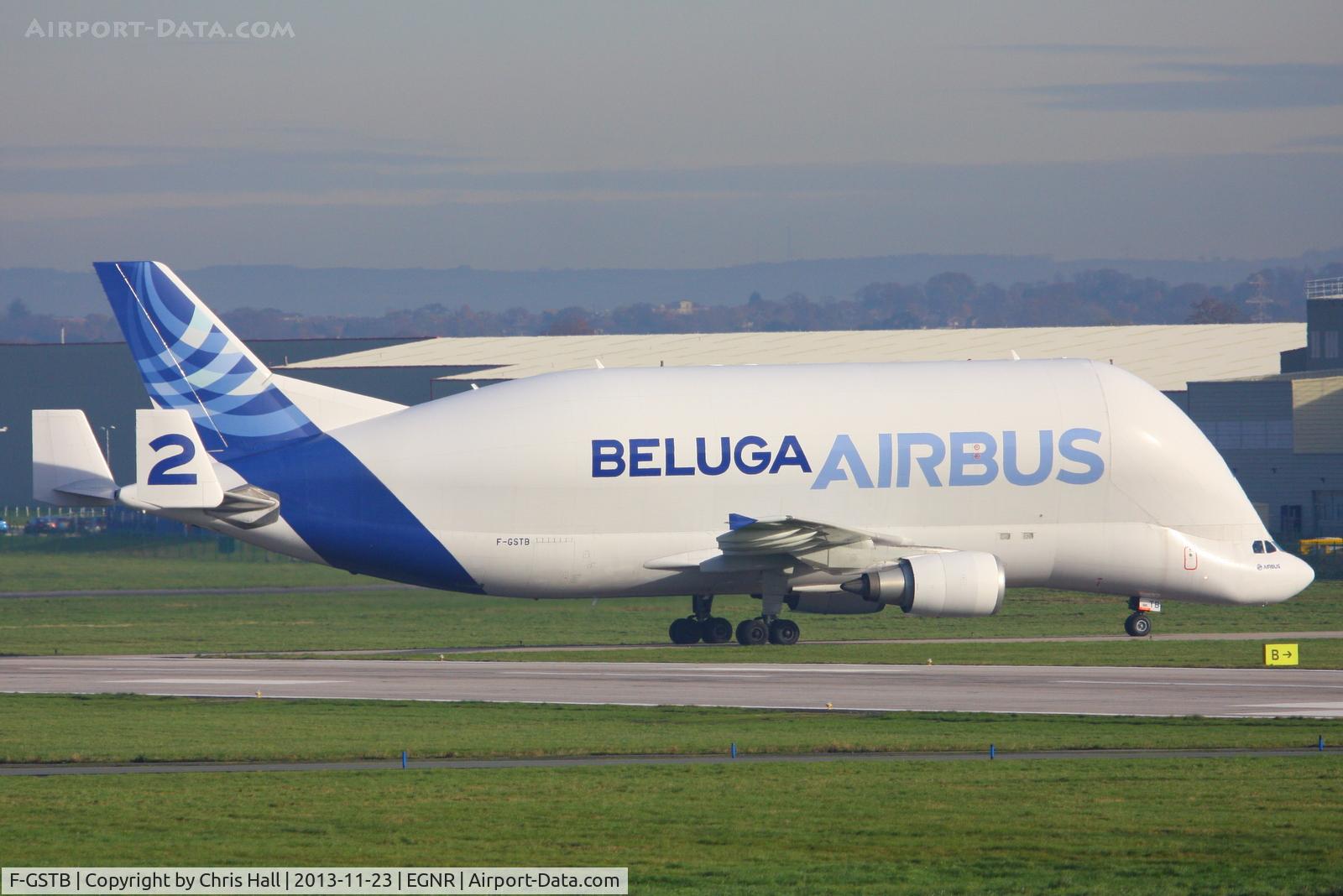 F-GSTB, 1996 Airbus A300B4-608ST Super Transporter C/N 751, turning onto apron Bravo