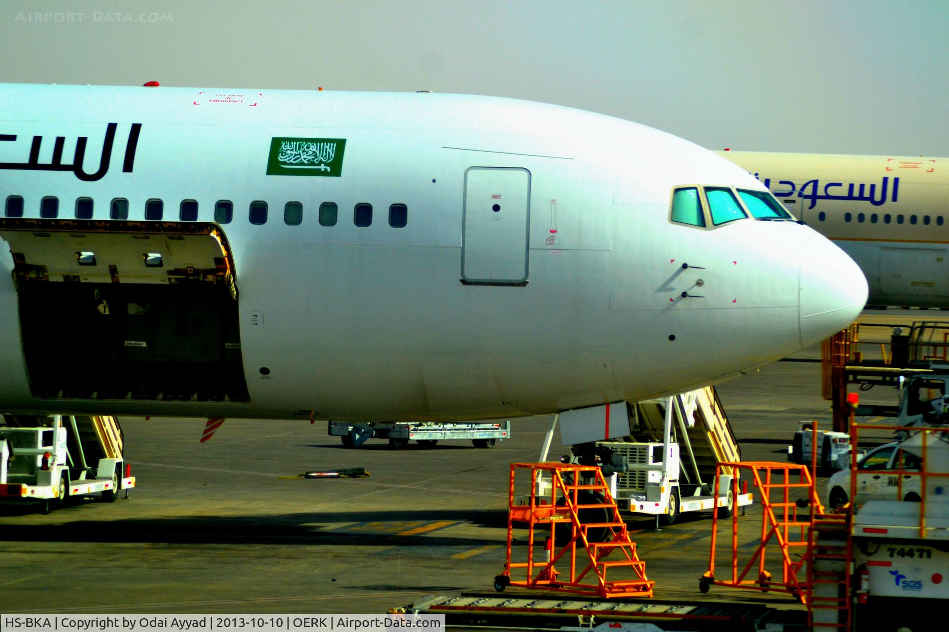 HS-BKA, 1996 Boeing 767-3W0/ER C/N 28148, B767 rented to Saudi Airline at the Hajj time  in Riyadh airport getting ready to make a hajj flight to jeddah