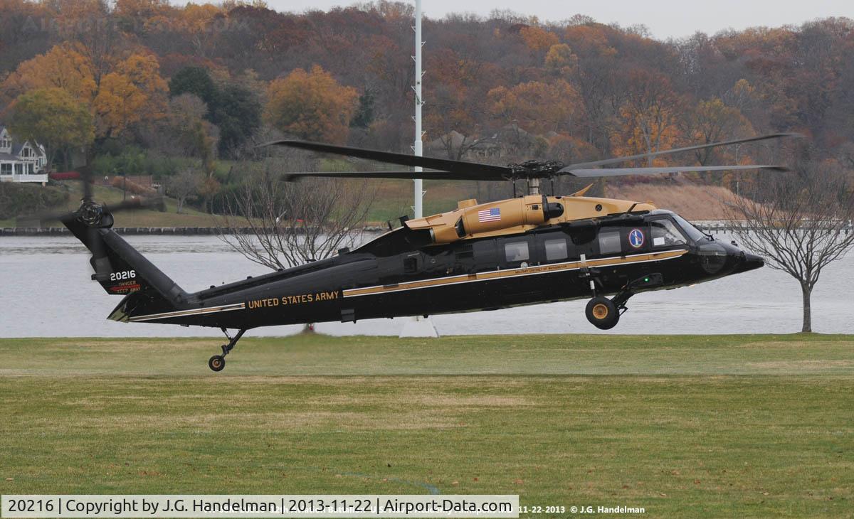 20216, Sikorsky VH-60M C/N Not found 20216, Lift off at U.S. Naval Academy.
