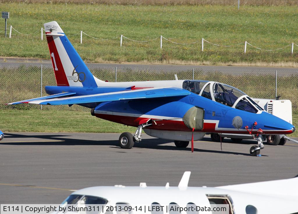 E114, Dassault-Dornier Alpha Jet E C/N E114, Parked at the General Aviation area with additional 60th anniversary patch...
