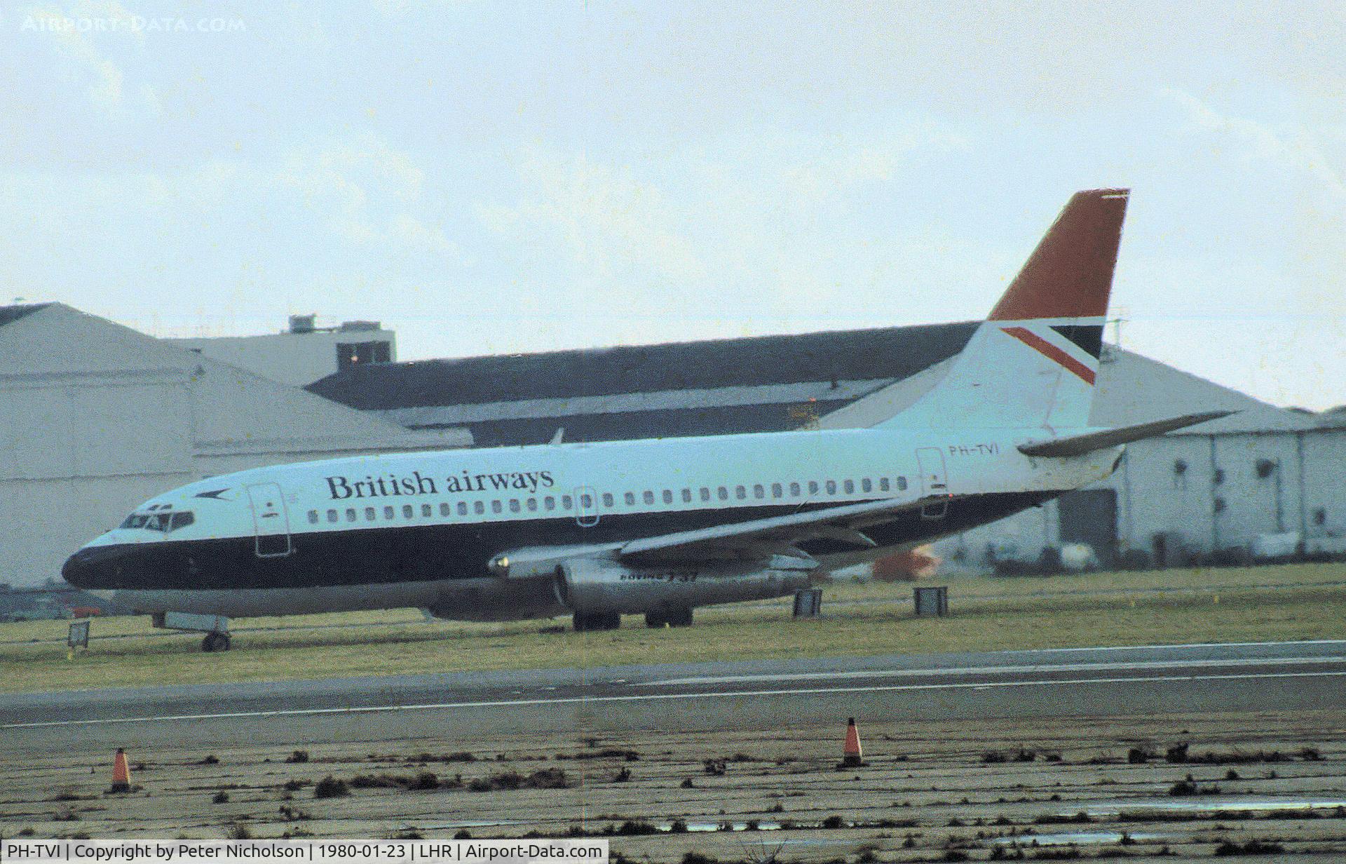 PH-TVI, 1969 Boeing 737-222 C/N 19940, Boeing 737-222 of Transavia on lease to British Airways as seen at Heathrow in January 1980.
