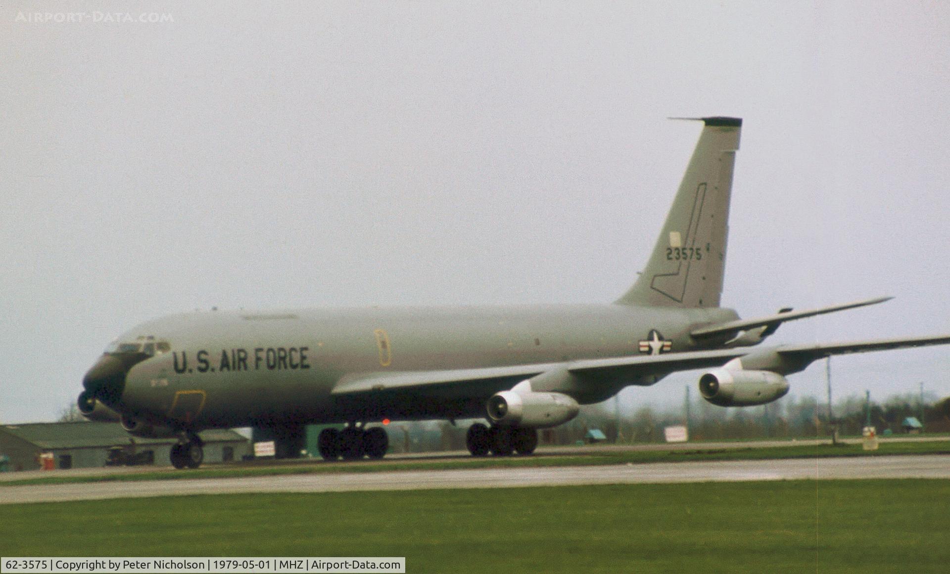 62-3575, 1962 Boeing KC-135A Stratotanker C/N 18558, KC-135A Stratotanker at RAF Mildenhall in the Summer of 1979.