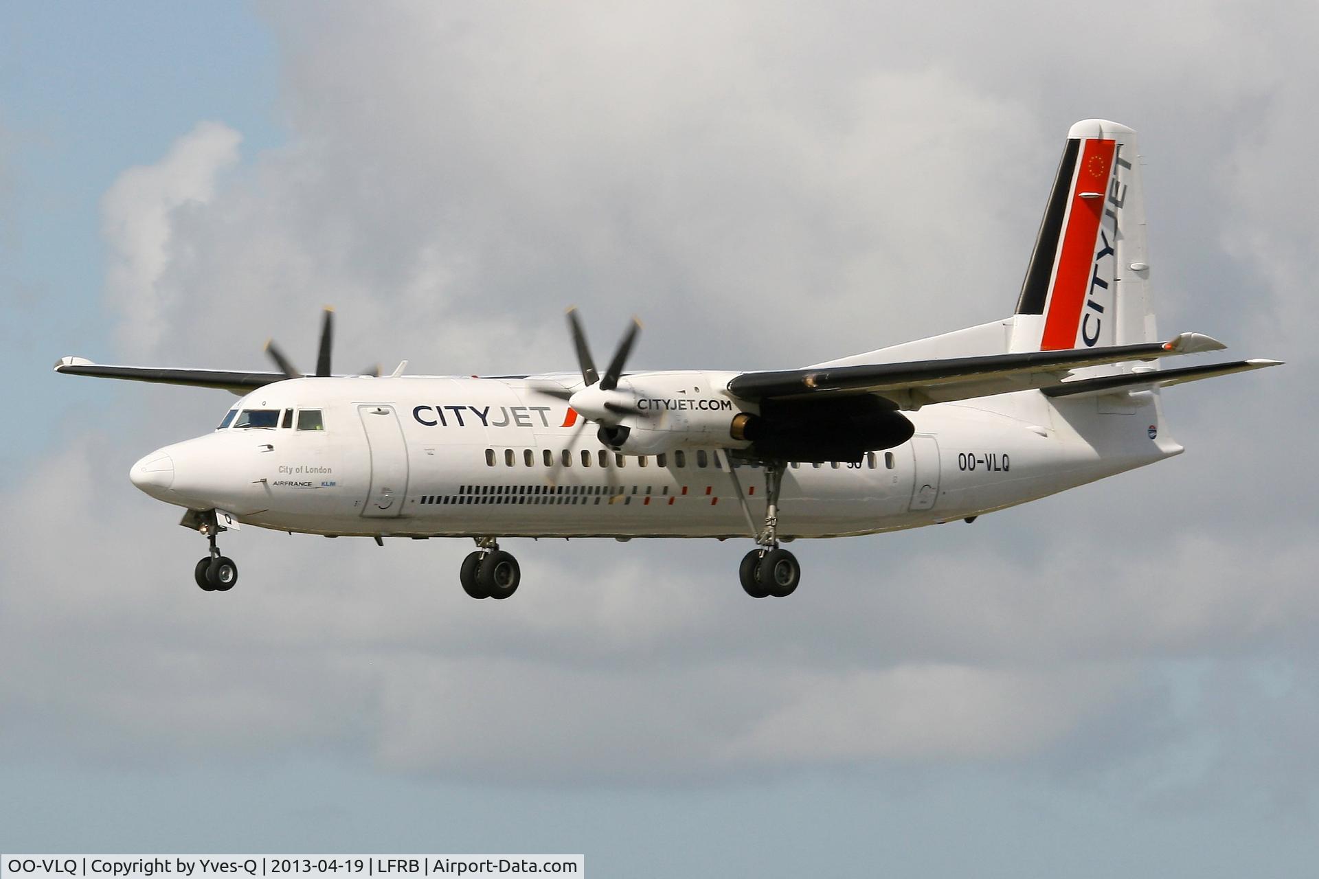 OO-VLQ, 1989 Fokker 50 C/N 20159, Fokker 50, Short approach Rwy 25L, Brest-Bretagne Airport (LFRB-BES)
