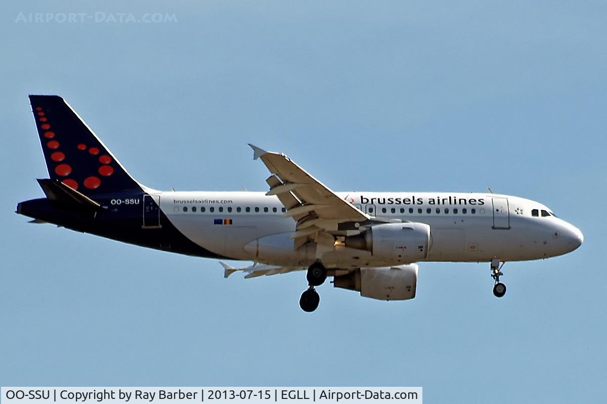 OO-SSU, 2004 Airbus A319-111 C/N 2230, Airbus A319-111 [2230] (Brussels Airlines) Home~G 15/07/2013. On approach 27L.