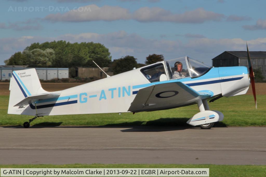 G-ATIN, 1956 SAN Jodel D-117 C/N 437, SAN Jodel D-117 at The Real Aeroplane Club's Helicopter Fly-In, Breighton Airfield, September 2013.