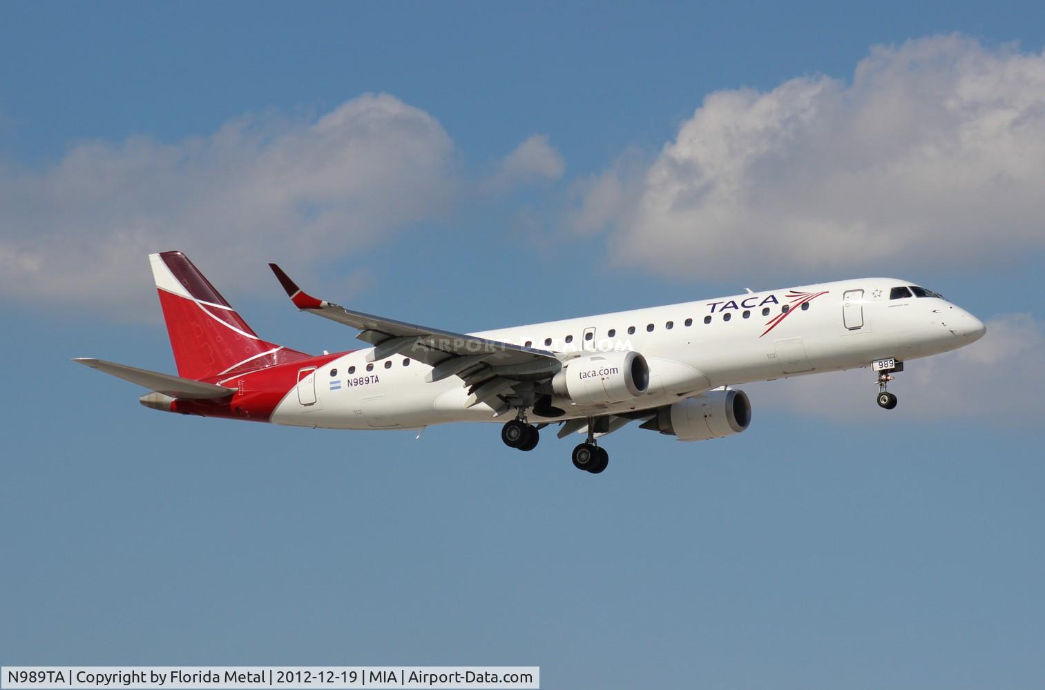 N989TA, 2011 Embraer 190AR (ERJ-190-100IGW) C/N 19000482, Taca E190