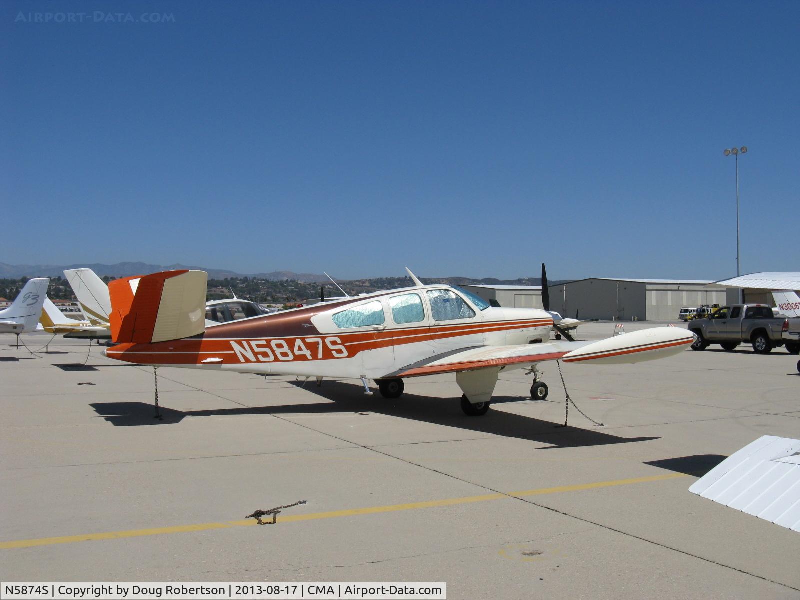 N5874S, 1965 Beech S35 Bonanza C/N D-7759, 1965 Beech S35 BONANZA, Continental IO-520 285 Hp, tip tanks