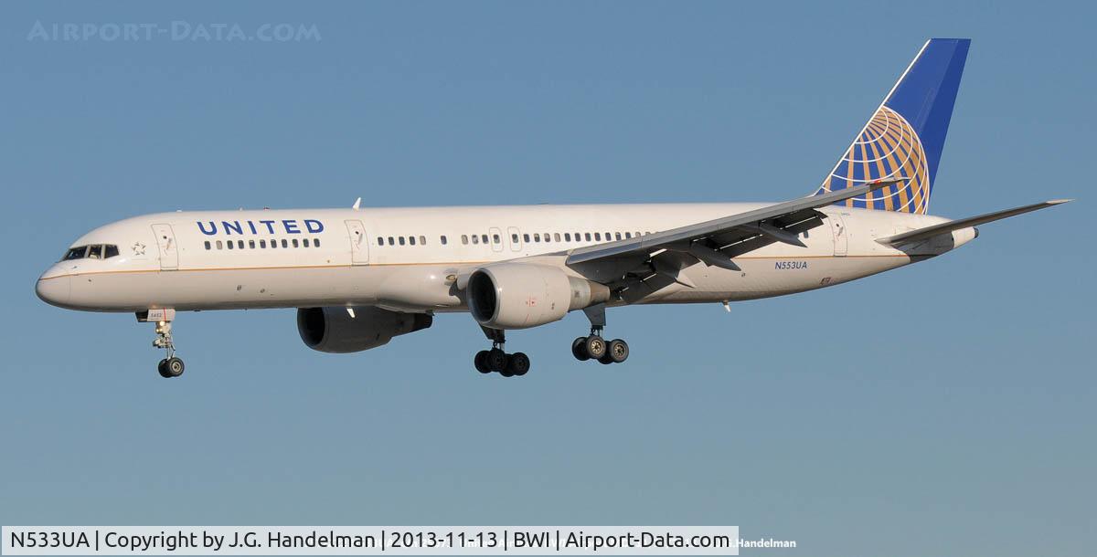 N533UA, 1991 Boeing 757-222 C/N 25073, On final to 33L.