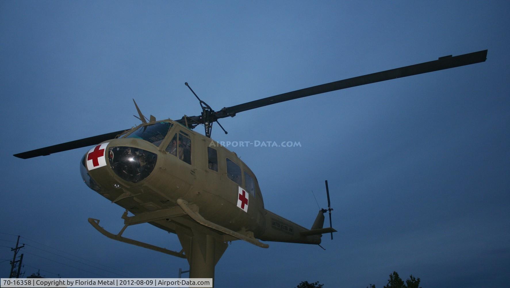 70-16358, 1970 Bell UH-1H Iroquois C/N 12663, Huey on a pole in Bay City Michigan