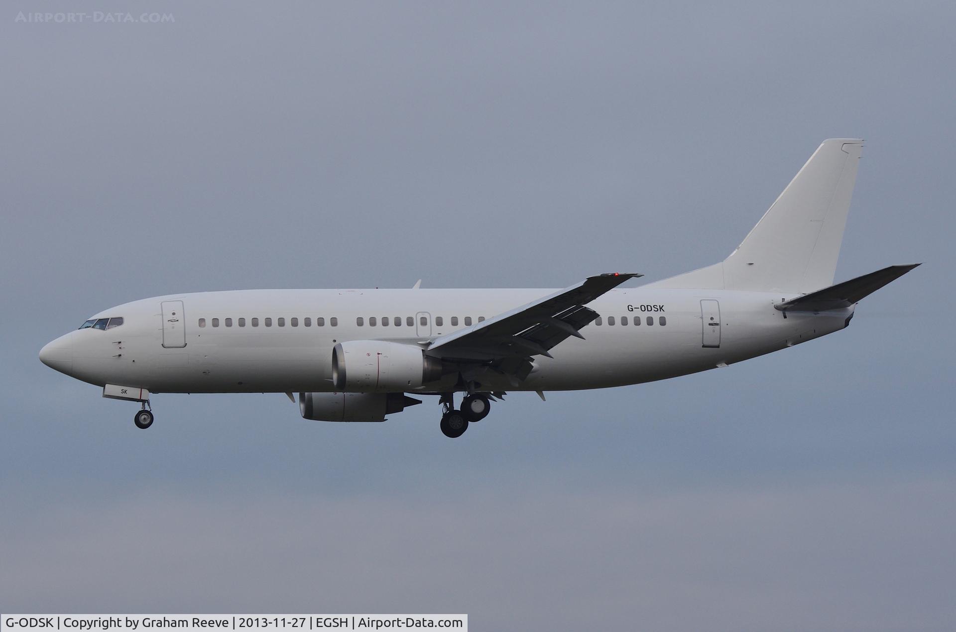 G-ODSK, 1997 Boeing 737-37Q C/N 28537, About to touch down.