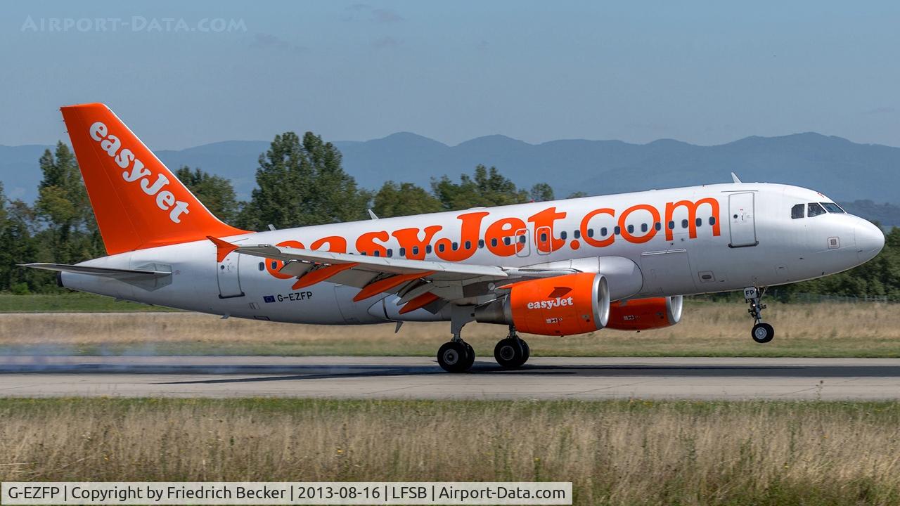 G-EZFP, 2009 Airbus A319-111 C/N 4087, touchdown at Basel