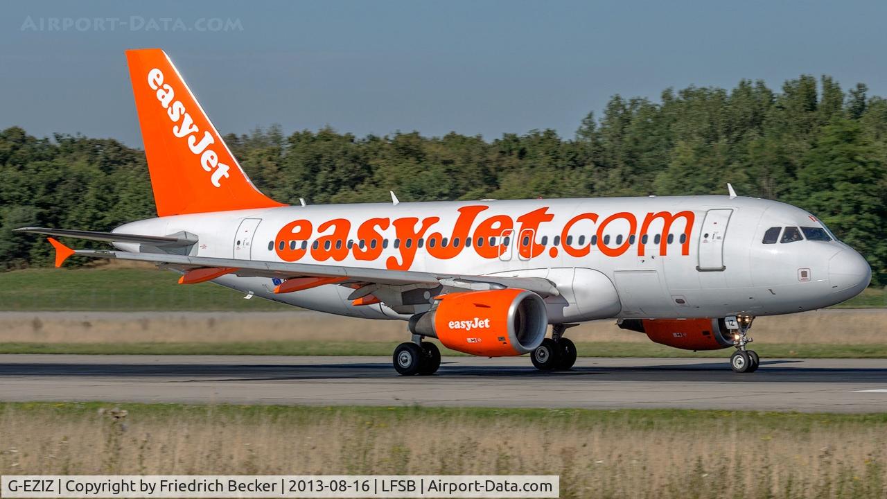 G-EZIZ, 2005 Airbus A319-111 C/N 2646, departure from Basel