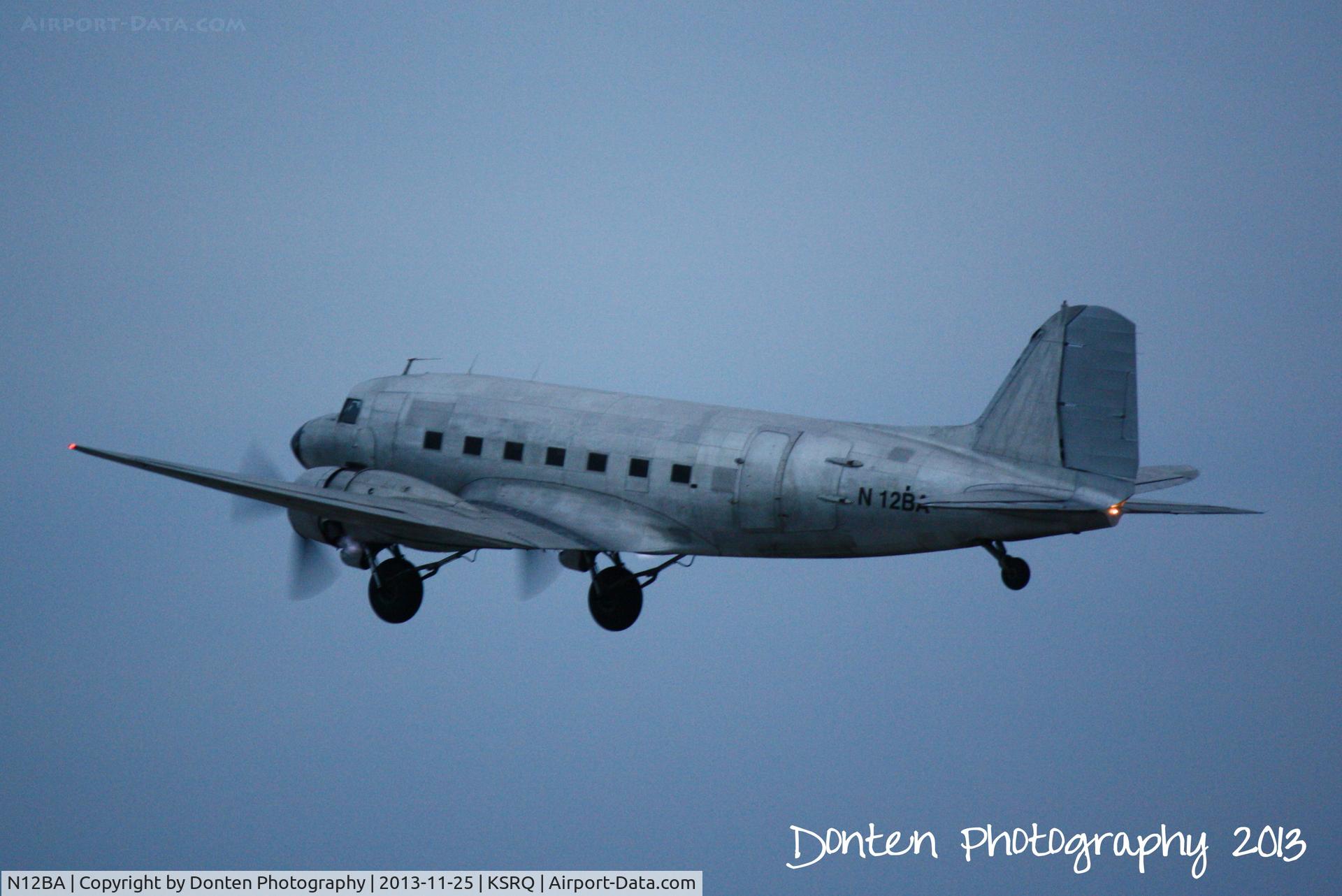 N12BA, 1943 Douglas DC3A-SC3G C/N 10035, Douglas DC-3 (N12BA) departs Sarasota-Bradenton International Airport