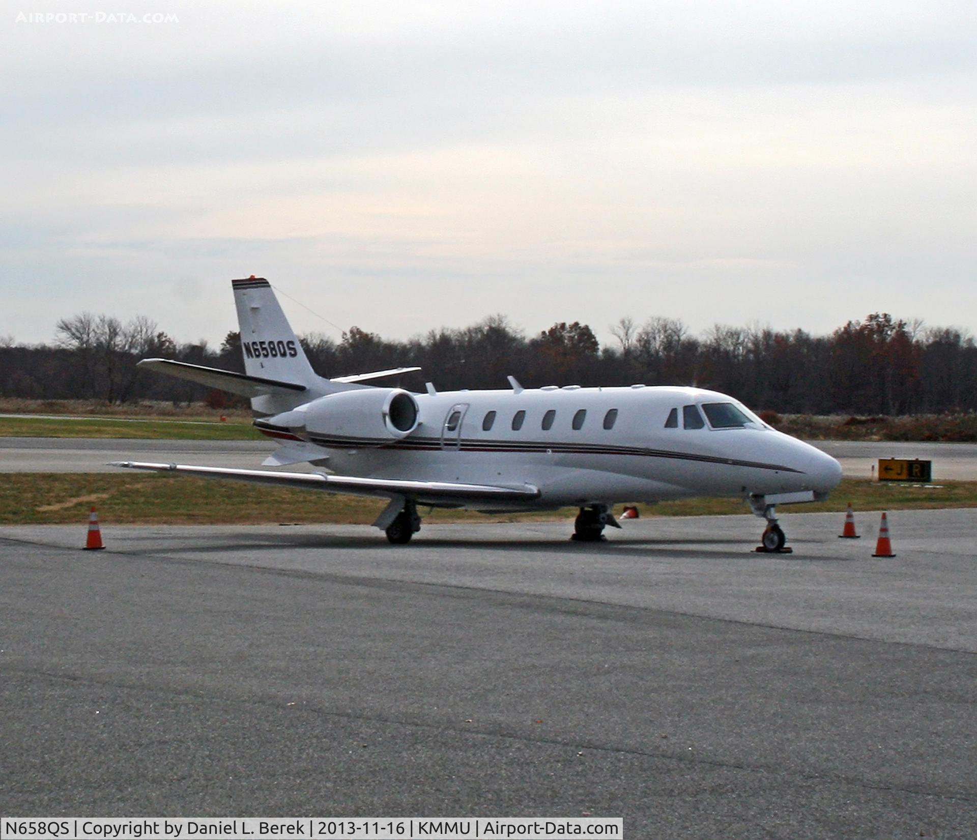N658QS, 2006 Cessna 560XLS Citation Excel C/N 560-5665, Sleek business jet out on the hard stand at Morristown Municipal Airport on a chilly fall Saturday.