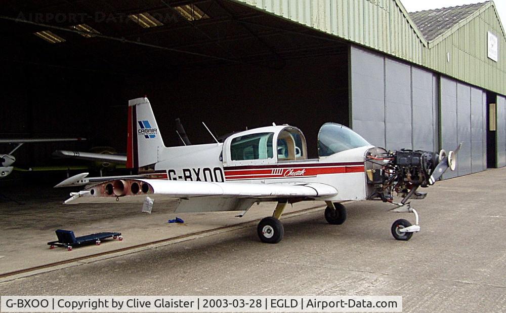 G-BXOO, 1978 Grumman American AA-5A Cheetah C/N AA5A-0674, Ex: N26721 > G-BXOO > N674BW May 2004
Originally owned to, Cabair Maintenance Ltd in December 1997 and currently with, ENS-Entire Network Solutions Ltd in September 2000