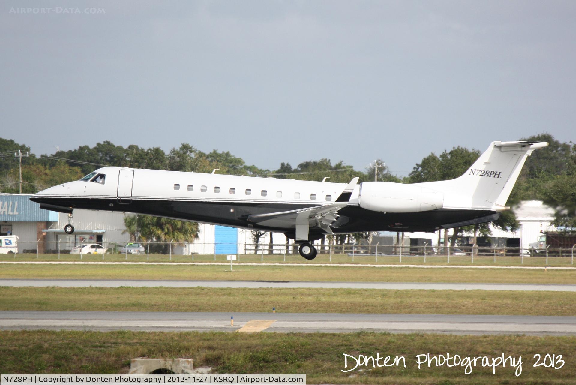 N728PH, 2007 Embraer EMB-135BJ Legacy C/N 14500985, Embraer 135 (N728PH) arrives at Sarasota-Bradenton International Airport following a flight from Westchester County Airport