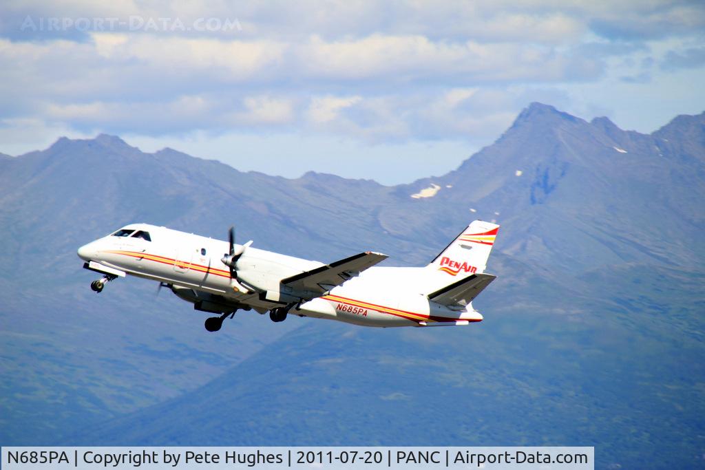 N685PA, 1988 Saab 340B C/N 340B-212, N685PA departing Anchorage AK 20 July 2011