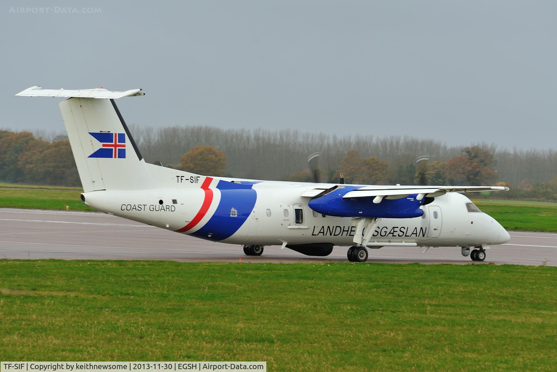 TF-SIF, 2008 De Havilland Canada DHC-8-314 Dash 8 C/N 660, Leaving a wet Norwich !
