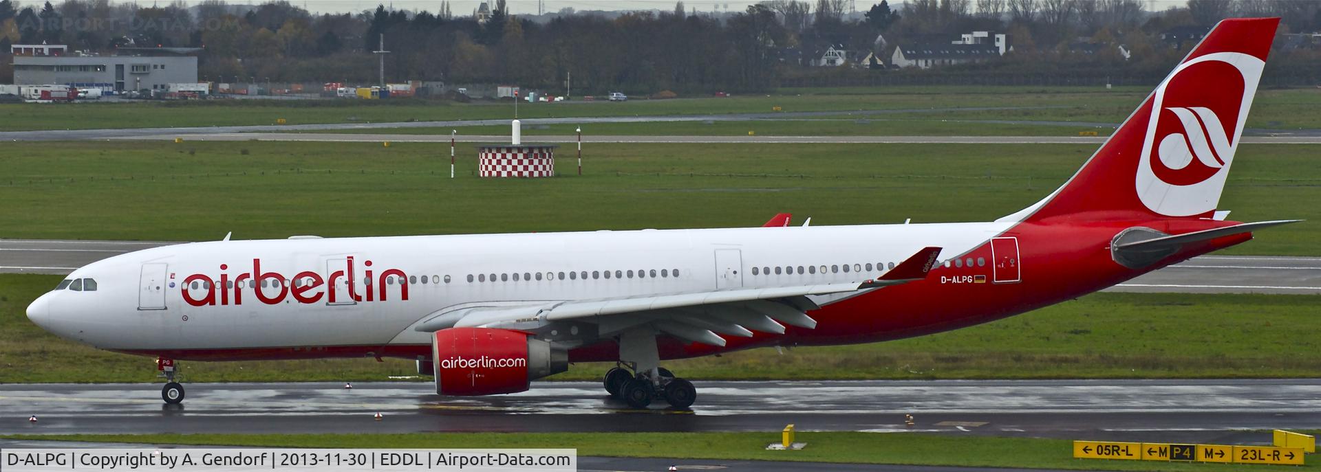 D-ALPG, 2002 Airbus A330-223 C/N 493, Air Berlin, seen here on RWY 23L shortly after landing at Düsseldorf Int´l(EDDL)