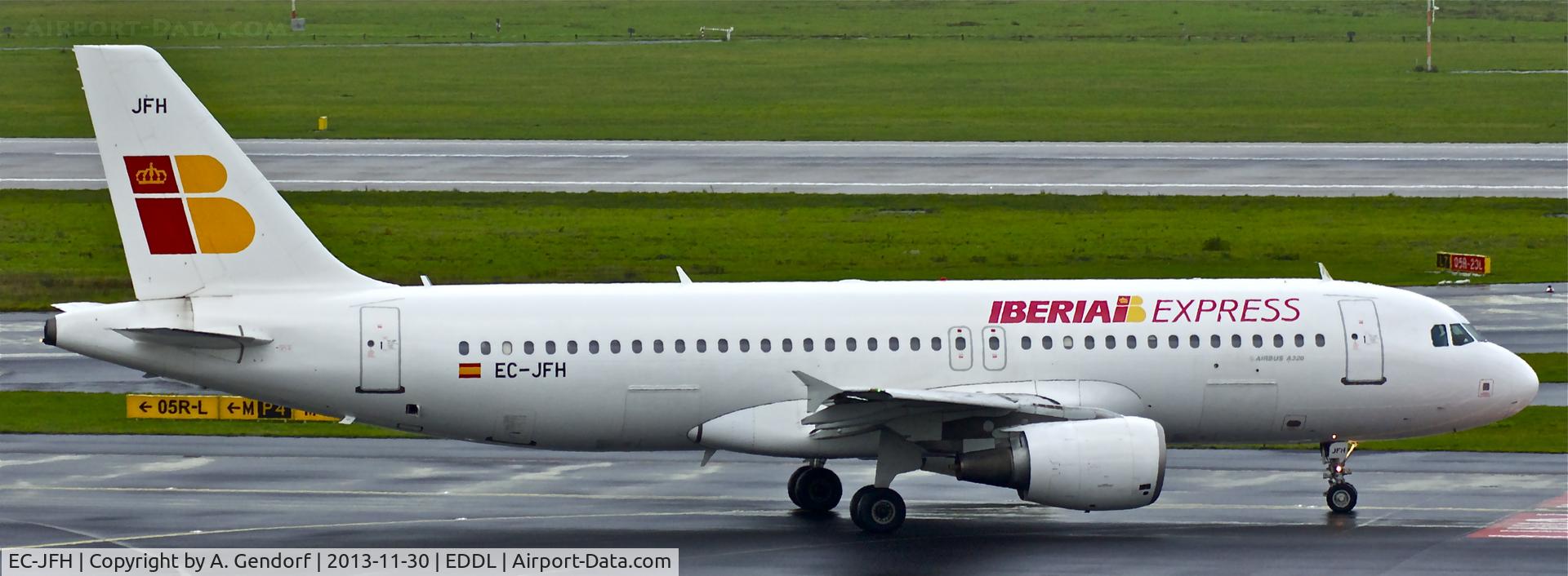EC-JFH, 2003 Airbus A320-214 C/N 2104, Iberia Express, seen here taxiing to RWY 23L at Düsseldorf Int´l(EDDL) for departure