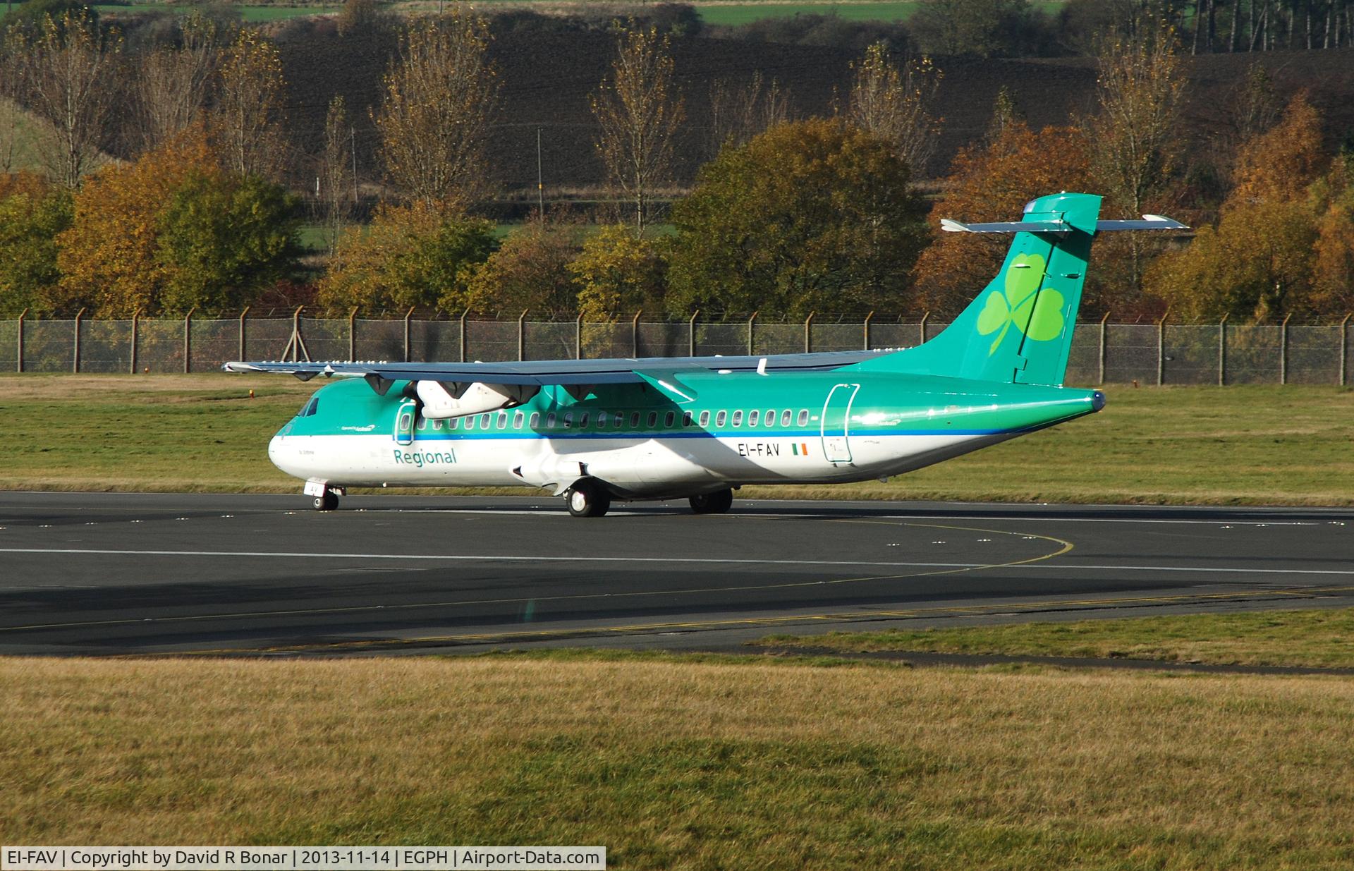 EI-FAV, 2013 ATR 72-600 (72-212A) C/N 1105, Departing Edinburgh heading back to Dublin