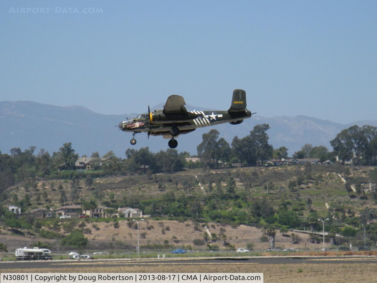 N30801, 1944 North American TB-25N Mitchell C/N 108-34076, 1944 North American TB-25N MITCHELL 'Executive Sweet', two Wright Cyclone R-2600s 1,700 Hp each, on final for extended threshold Rwy 26