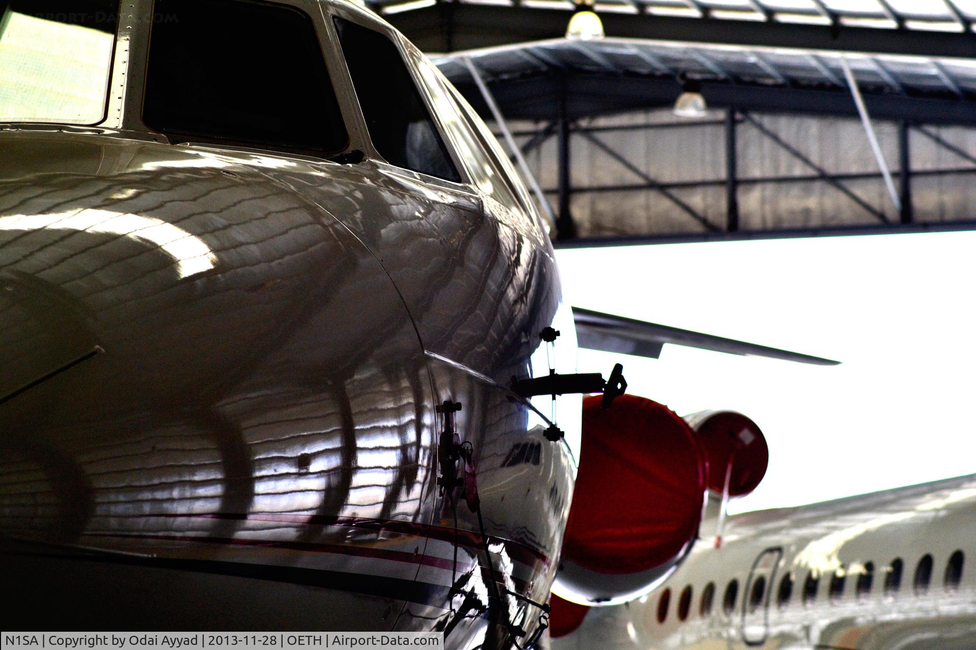 N1SA, 2003 Dassault Falcon 900EX C/N 128, Falcon 900ex at riyadh thumamah airport in the hanger