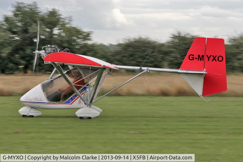 G-MYXO, 1995 Letov LK-2M Sluka C/N PFA 263-12873, Letov LK-2M Sluka. Re-build complete, undergoing taxiing trials before first flight. Fishburn Airfield September 2013.