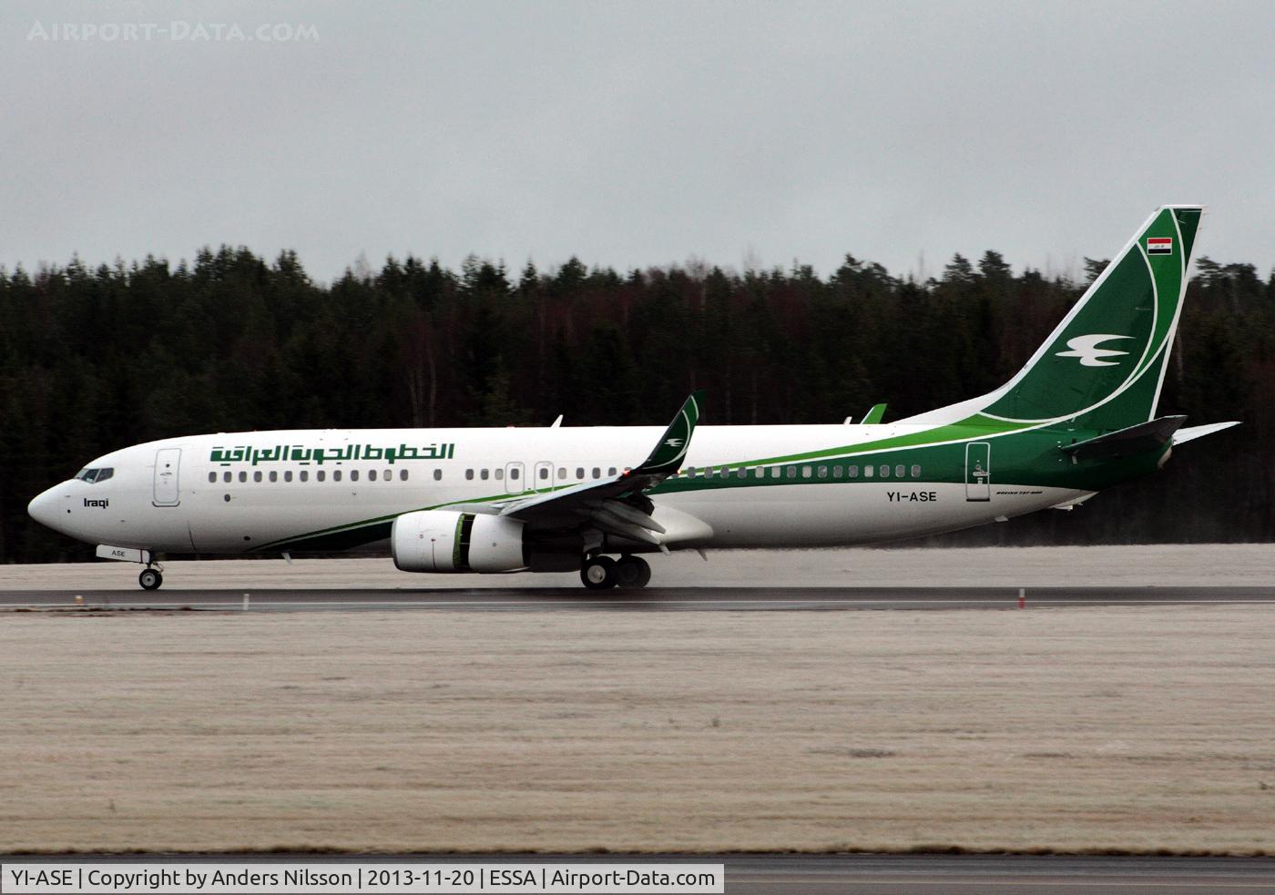 YI-ASE, 2013 Boeing 737-81Z C/N 40104, Reversing after landing runway 01R.