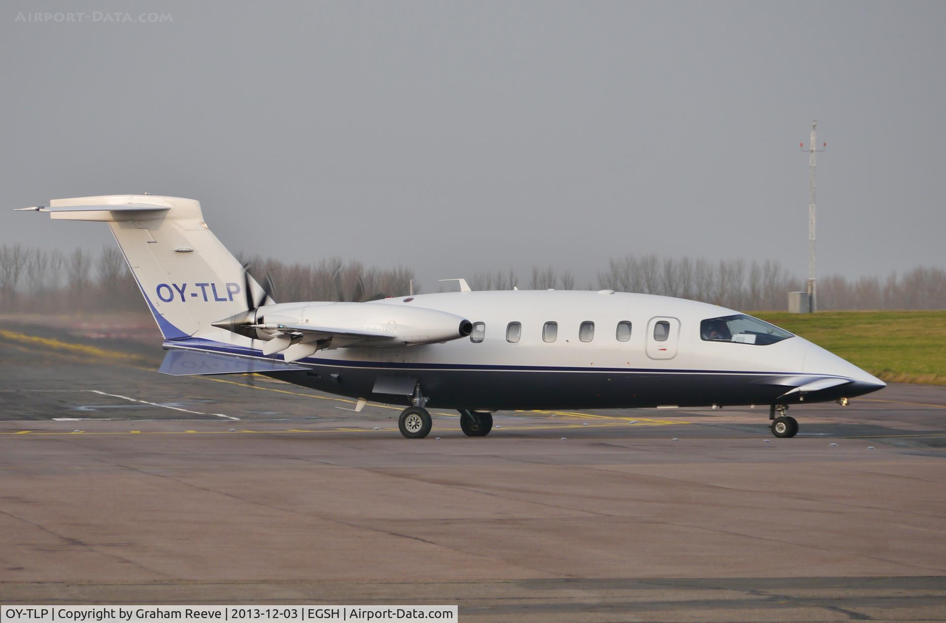 OY-TLP, 2003 Piaggio P-180 Avanti C/N 1060, About to depart.